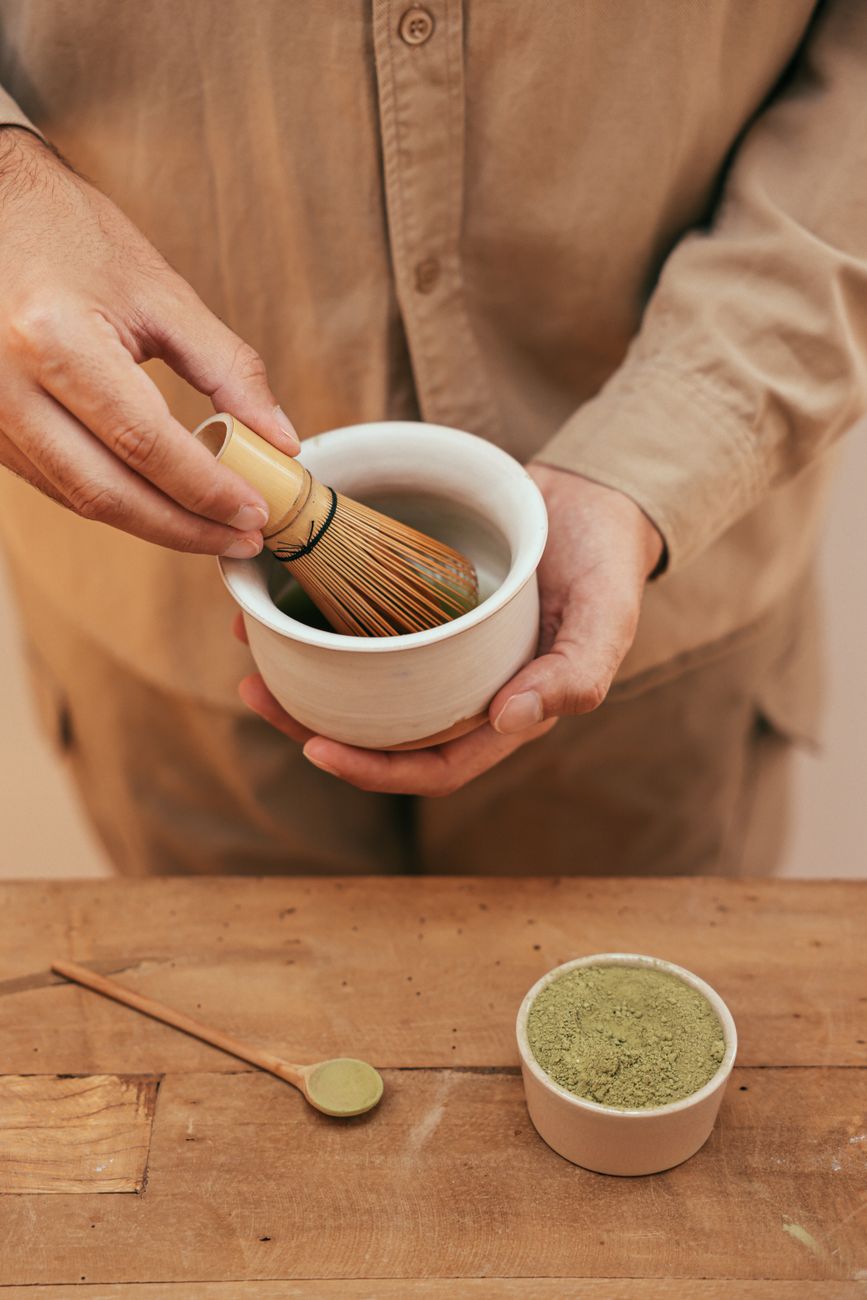 Traditional Japanese tea cup and steam