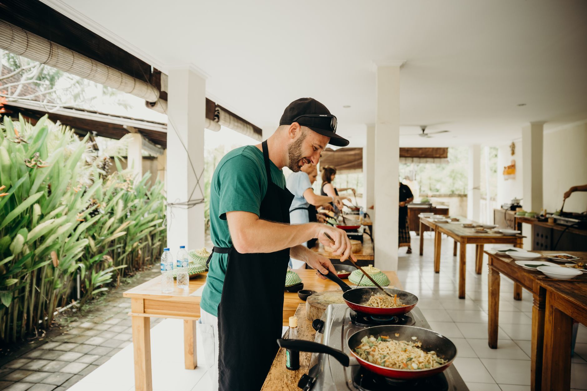 Culinary workshop with fresh harvested ingredients